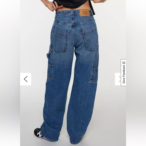 BDG High Rise Bella Baggy Carpenter Pants - Medium Blue Wash - Picture 2 of 5